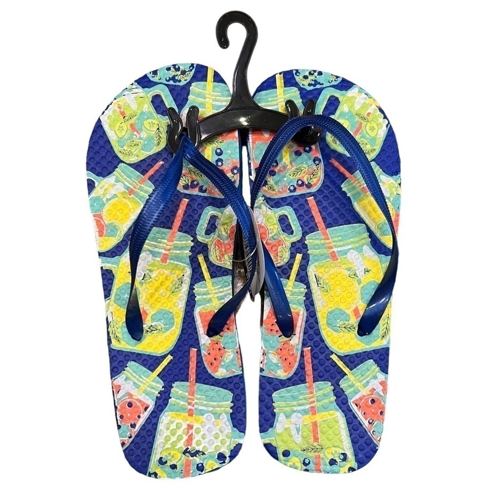 New “Cocktails” Summer Rubber Flip Flops, Size S 5/6